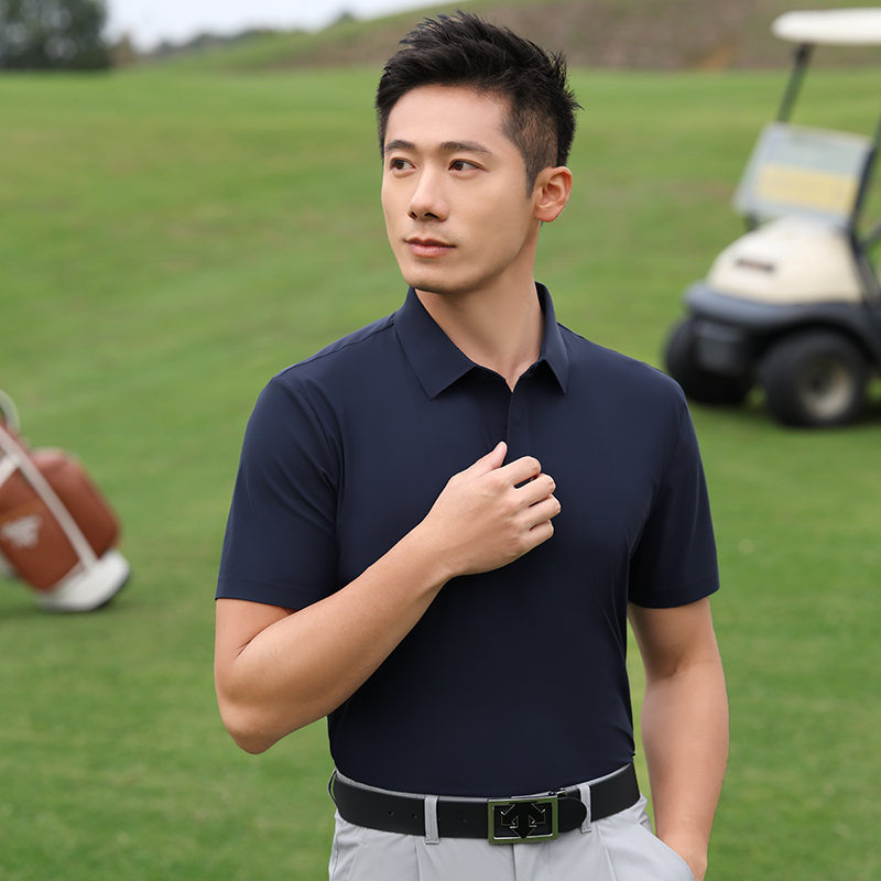 HT042-078高奢极简无缝系列进口磁吸扣短袖POLO