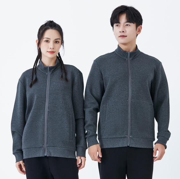 HT042-217 – Air-Layer Stand Collar Zip-Up Sweatshirt