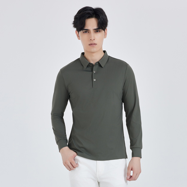 HT042-044 Stretch long-sleeve polo shirt
