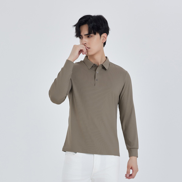 HT042-044 Stretch long-sleeve polo shirt