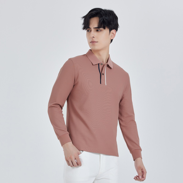 HT042-045 Heavy piqué long-sleeve polo shirt