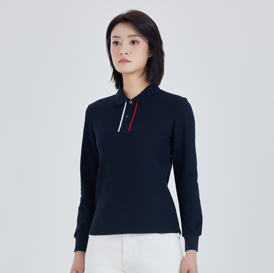HT042-045 Heavy piqué long-sleeve polo shirt
