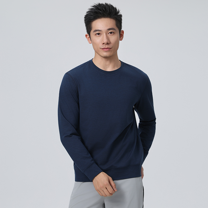HT042-050 Premium CDP cationic fancy‑yarn skin‑friendly breathable long‑sleeve crew‑neck T‑shirt